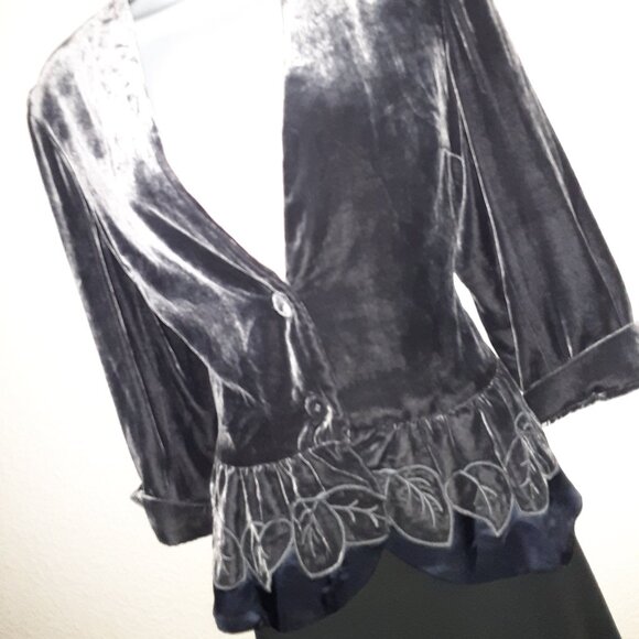 WRAP: Gray Velvet Top-Jacket * Satin-Lined * Soft * 10-12 * Elevate Your Style * - Picture 6 of 9